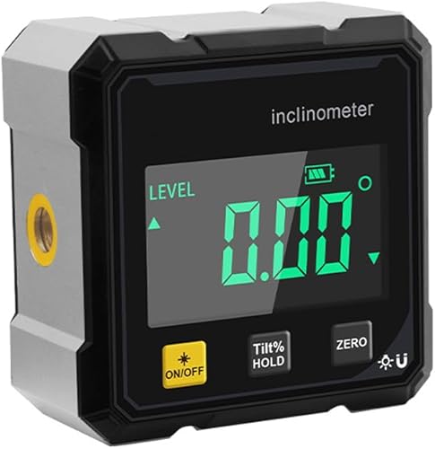 Saker - Herramienta transportadora digital de ángulo 2026, inclinómetro de alta precisión de 4 × 90 con pantalla LED, medidor de ángulo magnético de