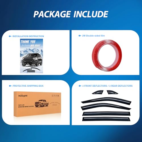 Image of Nilight Window Rain Guards for Toyota Rav4 2019-2024, Out-Channel 6PCS