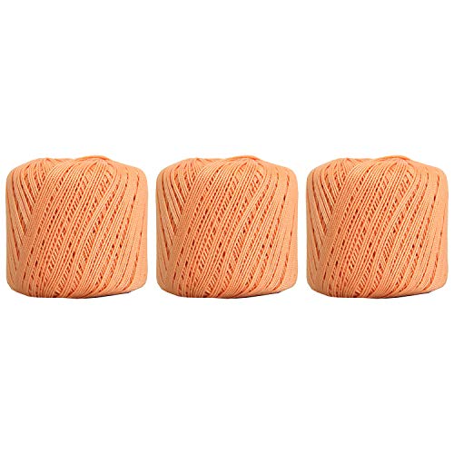 Image of ThreadArt 100% Cotton Crochet Thread Size 3, 3 Ball Pack, Apricot 17 | Soft pure cotton crochet thread for lace, doilies, amigurumi and crafts. Smooth finish with crisp stitch definition.
