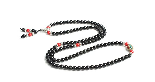 Image of Mala Beads Stretch Bracelet Black Obsidian & Tiger Stone, Buddhist Prayer Beads, Yoga Bracelets, Wear for Daily Meditation & Spiritual Growth, 6mm Meditation Beads, Unisex