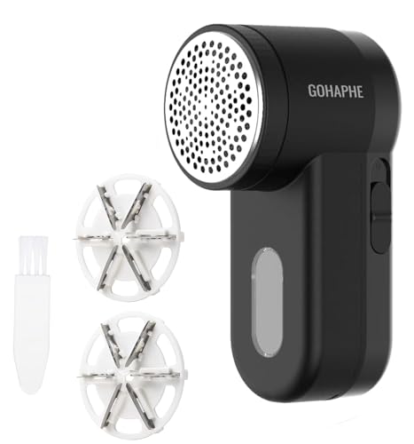 GOHAPHE Fabric Shaver, Portable Bobble Remover for Clothes, Lint Remover Debobbler Clothes Shaver with Adjustable 2 Speed Lint Shaver, 3 Blades, Black
