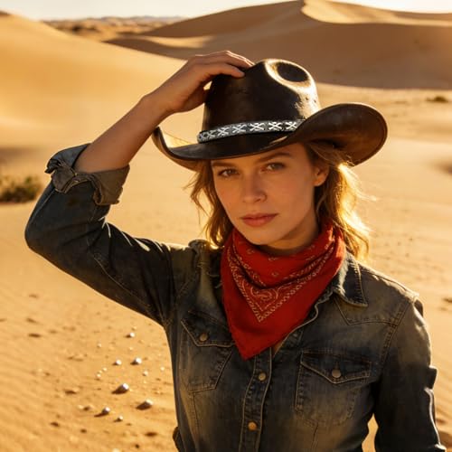 Image of Cowboy Hat Bands for Men Women, Leather Hatbands Belt for Cowboy /Western /Fedora /Cowgirl Hats