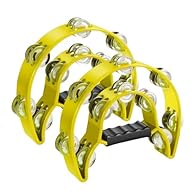 Metal Half Moon Design - The 10 inch tambourine has an ergonomic grip that makes it easy to hold and a steady grip. They are suitable for playing a wide range of music styles, including jazz, classical, hip-hop, rock 'n' roll, and church hymns Anti-S...