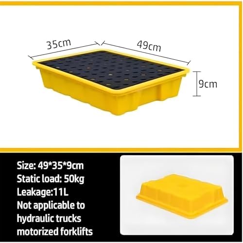 Modular Spill Containment Pallet for Industrial Warehouses - 17 Sizes, Drain Outlet, Stackable Design for Forklifts - 128x128x17cm, Durable Spill Control Solution