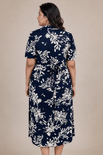 Image of ZELENA Rayon Lapel Neck Zipless Maternity Feeding Dress | Soft 100% rayon dress featuring a lapel neck, button-down zipless nursing , and half sleeves