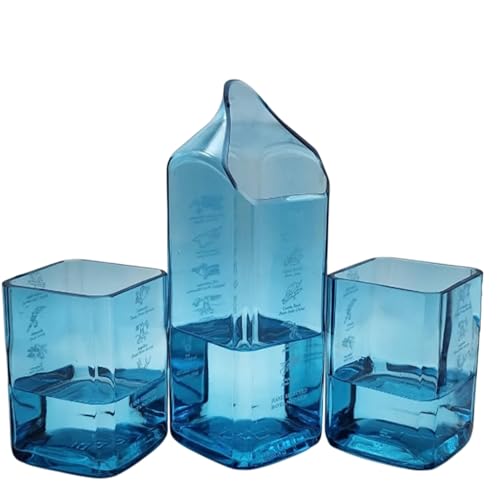 GoGiftid Upcycled Glasses with Jug Created Using Bombay Sapphire Gin Bottle | Eco-Friendly Blue Glassware Set | 2 Tumblers + 1 Jug | Gift Set for Bar Kitchen & Christmas Decor