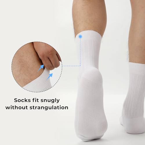 Image of BAMBOO COOL Men's Crew Socks Bamboo Viscose Breathable Rib Dress Socks For Men, Casual Lightweight Comfort 6 Pack