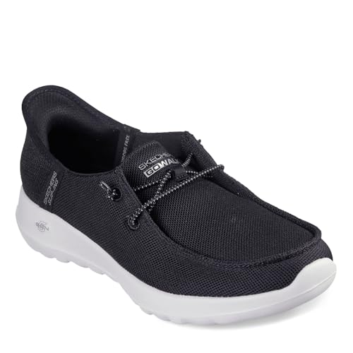 Skechers Women's Hands Free Slip-Ins Go Walk Joy Moc Toe Casual Shoe, Black/White, 12 Wide