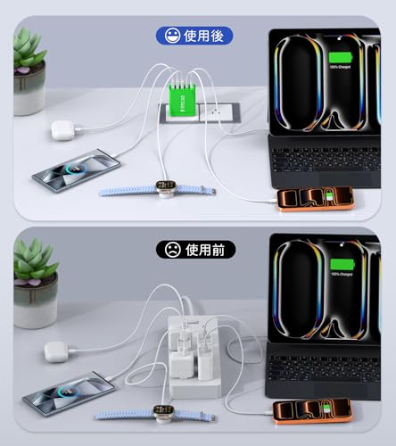 Image of USB C Wall Charger, 50W USB C Charger Block 5-Port PD Fast Charging Blocks,USB A Multiport Plug Brick Cube,Dual Type C Power Adapter for iPhone 17 /16 /15 /14 /13 /Pro,iPad,Samsung,for Switch(Green 2-Pack)