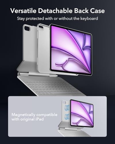 Image of ESR for iPad Air 13 Inch Case Keyboard M4 /M3 /M2 (2026 /2025 /2024), Easy-Set Magnetic Stand, Portrait /Landscape Mode, Removable Case with Multi-Touch Trackpad, Rebound 360 Series, White