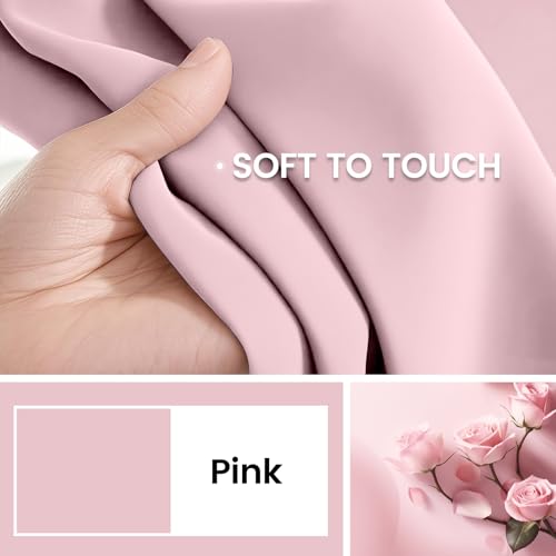 Image of COSVIYA 100% Pink Blackout Curtains for Kids Room 54 Inches Length