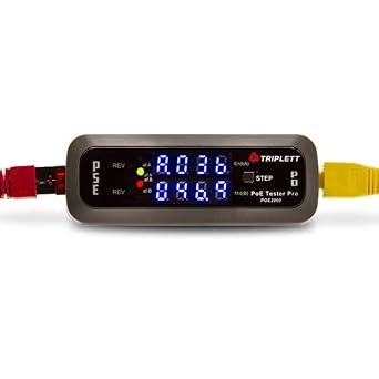Triplett POE2000 PoE Tester Pro Inline Power Over Ethernet Detector - PSE-Type/Class, Power Source, Polarity, Voltage, and Current