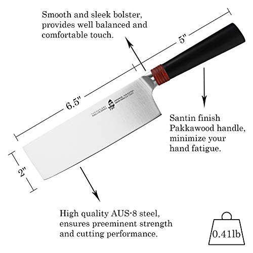 TUO Nakiri Knife 6.5 Inch Professional Kitchen
