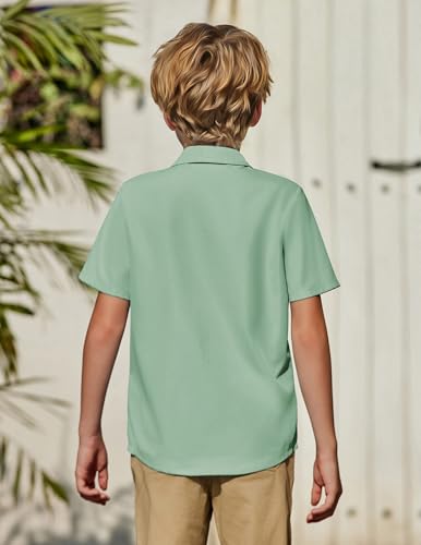 Image of Arshiner Boys Short Sleeve Dress Shirts Solid Button Down Shirts