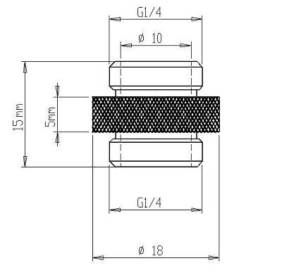 Raccordo XSPC G1/4” Maschio-Femmina 20 Mm – Finitura Nero Opaco Per Impianti A Liquido PC