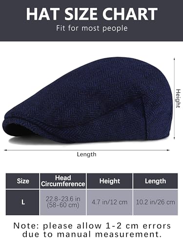 KUTTOR 4 Pieces Men's Herringbone Flat Newsboy Hat Classic Newsboy Cap Trendy Flat Cap for Outdoor Daily Use - Image 2