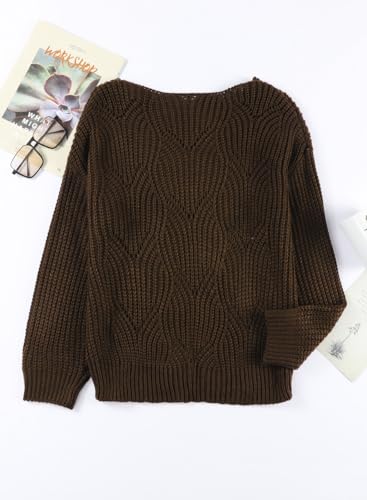 Image of Dokotoo Womens Sweaters 2026 Crewneck Cute Elegant Soft Long Sleeve Hollow Cable Knit Pullover Tops