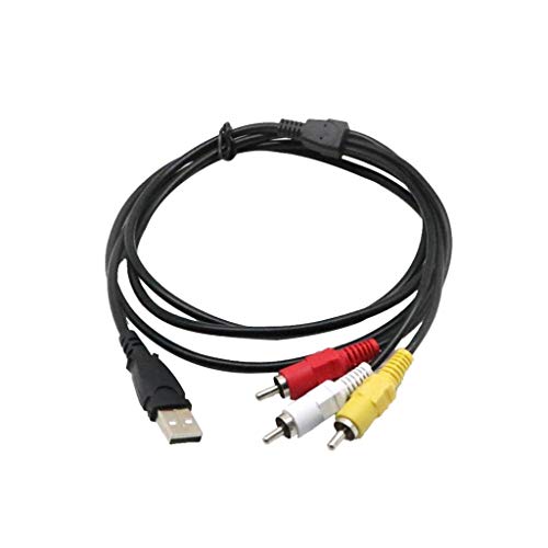 U/K PULABO - Cable adaptador USB A a 3 RCA macho de 1,5 m a 3 RCA macho, cable adaptador de audio y vídeo compuesto para televisores y ordenadores con USB, práctico y popular