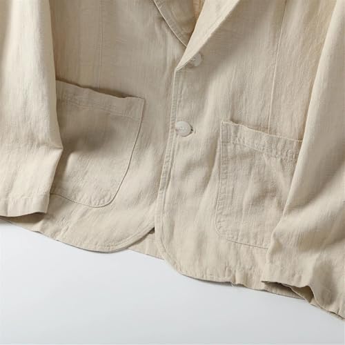 Men's Linen Blazer Lightweight Casual Summer Sport Coat Cotton Two Buttons Pockets Suit Jacket3