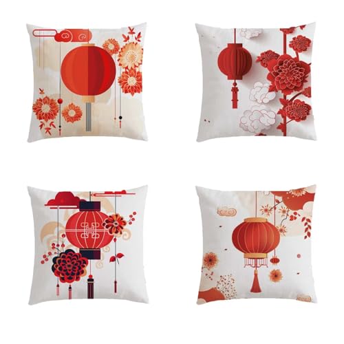 Housse de coussin exterieur 60x60 rouge impermeable aspect lin moderne