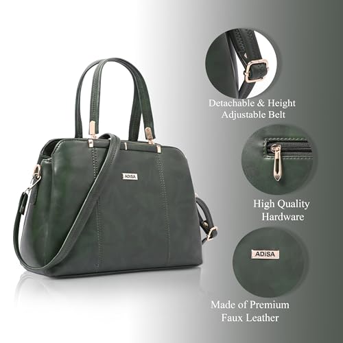 Image of ADISA two tone handbag 3 compartments shoulder bag for women and girls with sling belt (AD4084)