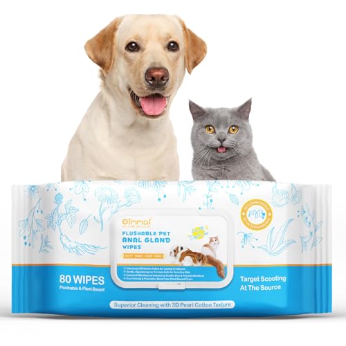 Anal Gland Wipes for Dogs, Dog Anal Gland Wipes with Aloe Vera & Vitamin E Helps Soothes Itching - Dog & Cats Supplies Grooming Wipes Anal Gland Support Wipes - 80P