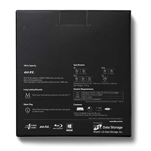 Hitachi-LG BP55EB40 externe 6-voudige Ultra Portable Slim Blu-ray brander ondersteunt alle gangbare Blu-ray, dvd- en cd… - Image 7