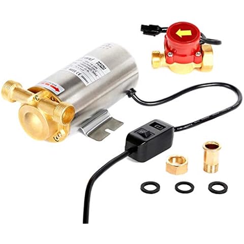 Nordstrand 90W Hot and Cold Water 1 Bar Pressure Booster Pump - for Shower Home Garden Irrigation Washing Machine - Inline Electric Automatic - Stainless Steel Cover