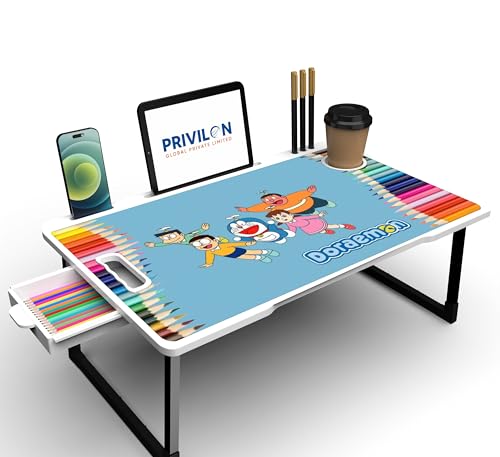 Image of GLOBALOffice Table for Home /Writing Desk for Office /Folding Table for School /Folding Study Table /Work from Home - MultipurposeTable-> (White Fling DORAMON COTTED)