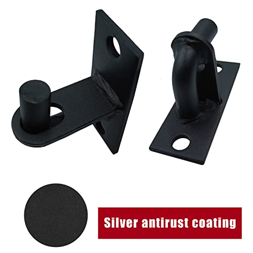 2 Pack Wall Mount Gate Hinges, Heavy Duty Farm Gate Hinges, Chain Link Fence Gate Hinges Fence Post Chain Link Gate Hinge With 5/8 Hinge Pin (Screws Not Included) Black #TOP3