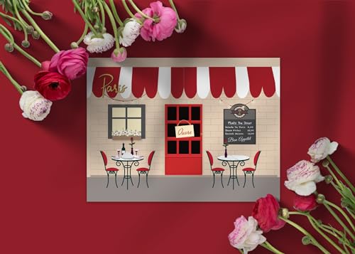 Image of Stonehouse Collection Assorted Paris, France Note Cards | Parisian Greeting Cards with Eiffel Tower and Bistro Scenes | 10 Blank Cards with Envelopes