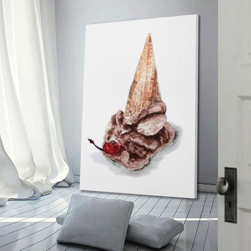 Impression sur toile motif cerises chocolat crème glacée 20x30 - 3