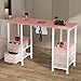 Manicure Table for Nail Tech, Nail Tech Table Station w/4 Storage Drawers & 2 Open Shelves, Nail Table w/Dust Collector for Beauty Salon Tech Station (Pink)