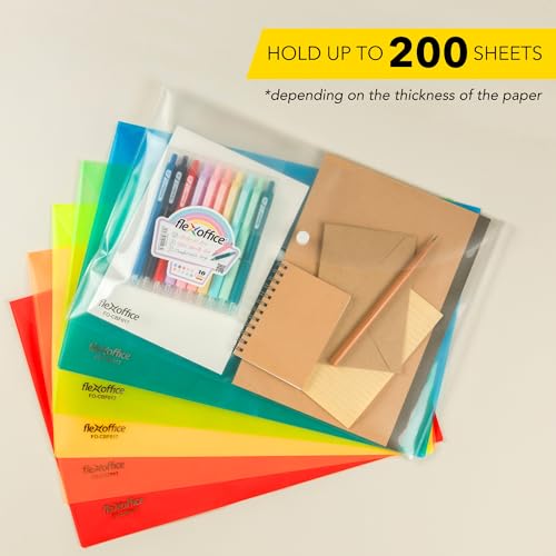 FlexOffice Envelopes de plástico tamanho legal com fecho de pressão 23 x 30 cm, vermelho, organizado