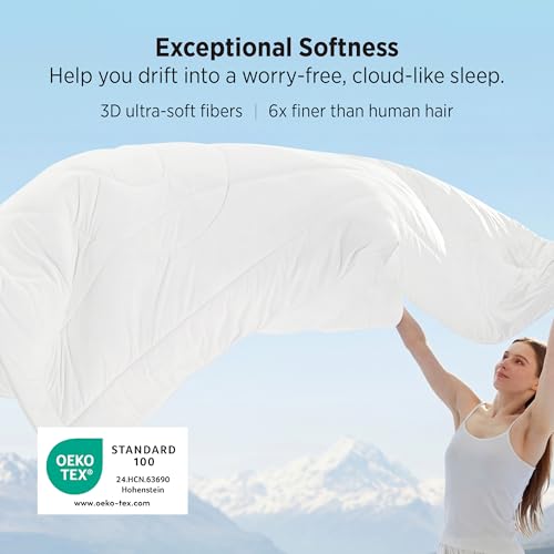 Image of Bedsure Cooling Comforter Oversize King - Cooling Blankets for Hot Sleepers, Lightweight Comforter for Summer with Dual-Sided Cool Tech, Soft Breathable Cold Blanket for Sleeping, White, 116x98 Inches