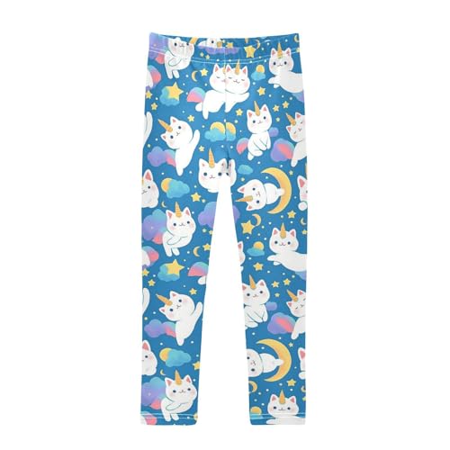 Cute Cats Girls Leggings Toddler Doodles Unicorn Horns Kids Yoga Pants Dance Active Tights 4T