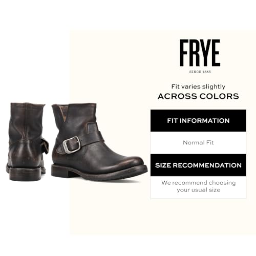 Image of Frye 5 inch Veronica Booties for Women - Full-Grain Brush-Off Leather with Antique Metal Hardware and Rubber Outsole, Genuine Stitch Welt Construction
