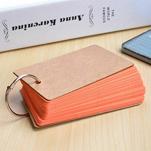 Vogueing Tool Revision Cards，Blank 6Pcs Study Cards Revision Paper Flip Index with Binder Ring(Orange)