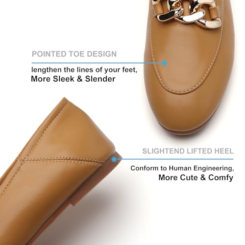 Image of Casual Chain Loafers for Women Work Flats Round Toe Business Backless Ballet Flats Metal Decor Driving Slip on