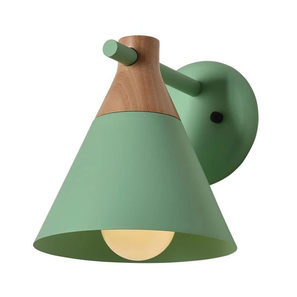 TCHAUSGZUS Nordic Wall Lights - Minimalist Style Wall Sconce for Bedroom, Living Room, and Corridor - Adjustable Macaron Metal Lampshade Light Fixture(Green)
