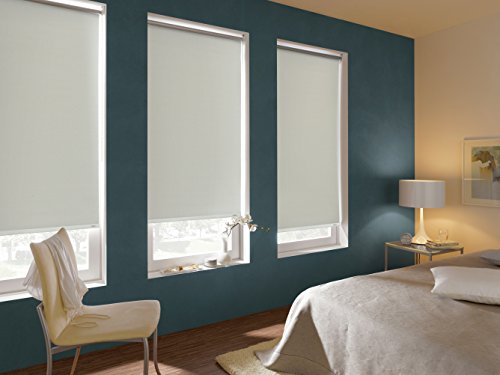 Gardinia Seitenzug-Rollo mit Thermo-Rückseite, Decken-, Wand- oder Nischenmontage, Höchste Lichtreflektion, Energiesparend, Alle Montage-Teile inklusive, Streifen weiß, 92 x 180 cm (BxH), 6495092180