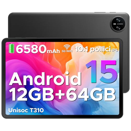DOOGEE Tab A9 Android 15 Tablet 10 Pollici, 12(3+9) GB RAM + 64GB ROM (TF 2TB), 6580mAh Batteria, 5G+2.4G WiFi, 1280 * 800 IPS, BT5.0, 5MP+8MP, Tablet in Offerta Unisoc T310 Quad Core/OTG/Face Unlock