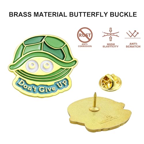 Image of 10 /20 /50 /100 /Pcs Don't Give Up Turtle lapel Pins Bulk - Inspirational Gifts Badge Hope Buttons Souvenir For Men Women