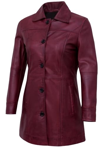 Leather Coats for Women - Real Lambskin Carcoat Style Womens Long Leather Jackets2