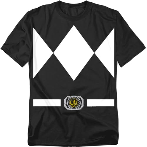 Popfunk Power Rangers Black Ranger Uniform Unisex Adult T Shirt, Black, Large