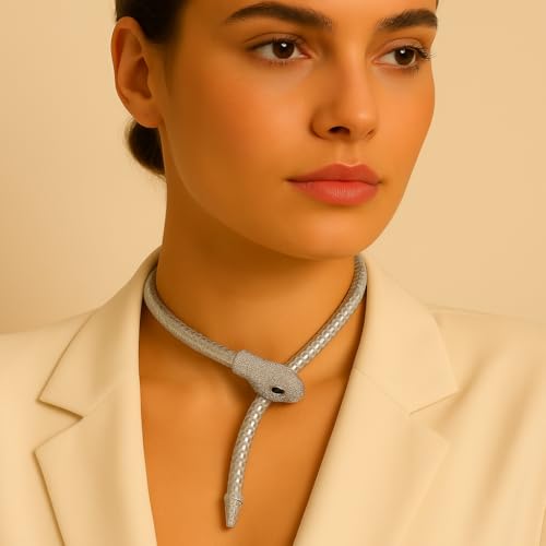 Image of KIMTI 18K Gold Plated Snake Necklace Jewellery - Snake Necklace | Anti Tarnish Gold Plated Western Neck Piece | Fashion Statement Women Accessories.