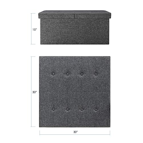 Otto & Ben Top Tufted Folding Tweed Linen Trunk Bench Foot Rest, 30 Inch, Dark Grey #TOP5