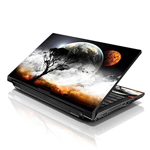 Image of LSS 17 17.3 Inches Laptop Notebook Skin Sticker with 2 Wrist Pads - Reusable Cover Protector Vinyl Sticker Cover Decal Fits 17 inch - 19 inch HP Asus Acer Samsung - Earth and Moon Eclipse