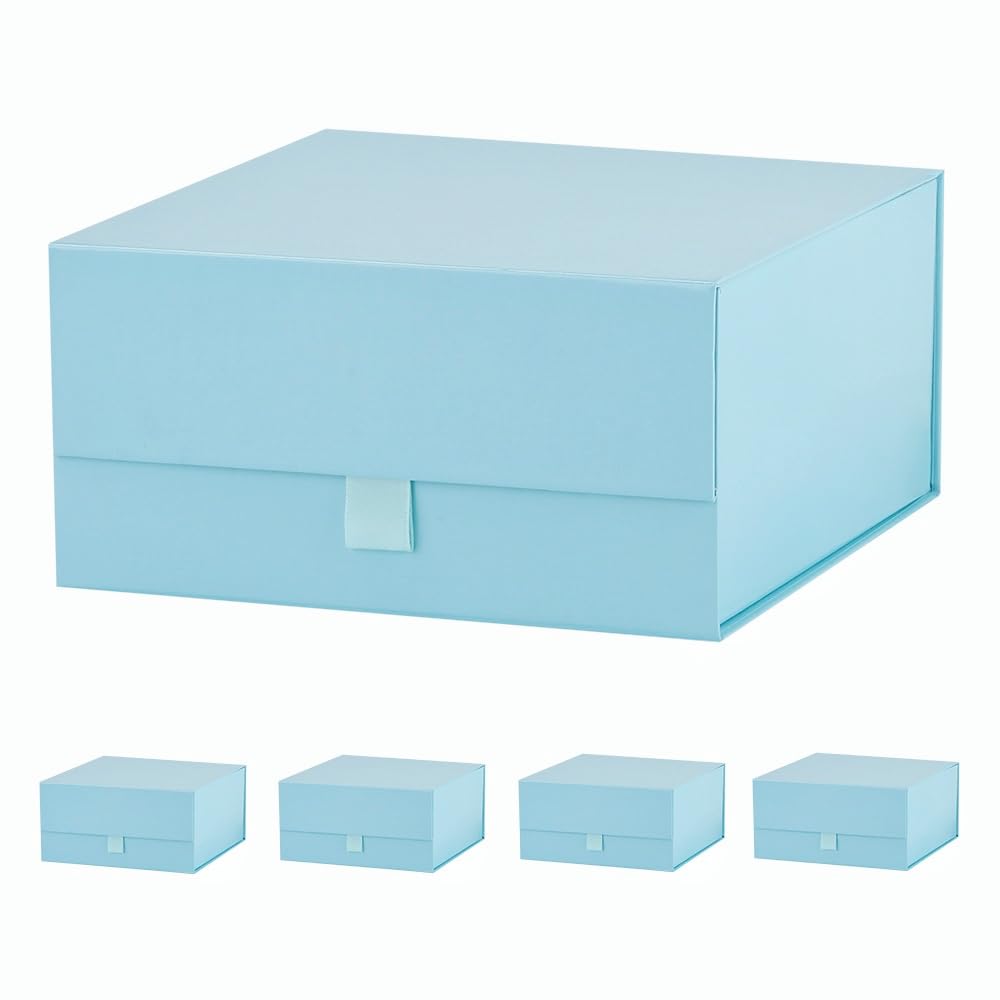 PLINJOY 5 Pcs Blue Gift Box 8x8x4 Inches Small Gift Boxes for Presents with Magnetic Closure Lid Luxury Collapsible Gift Box Bridesmaid, Wedding, Birthday Boxs for Gift Packaging โ image 1