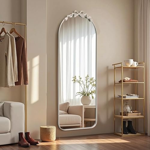 Besdomus Arched Mirror Full Length: 21"x56" Vintage Bow Silver Floor Mirror